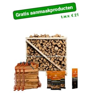 Halve pallet haardhout naar keuze + gratis aanmaakproducten t.w.v. € 21