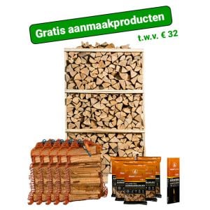 Hele pallet haardhout naar keuze + gratis aanmaakproducten t.w.v. € 32